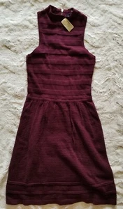 American Eagle Outfitters Rich Purple Fitted Knit High Neck Dress New Size XS - Picture 1 of 12