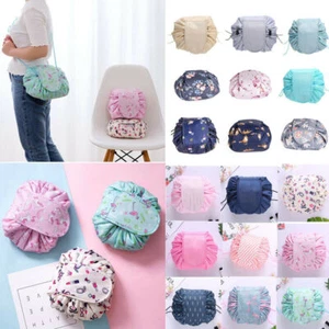 Portable Drawstring Makeup Bag Travel Cosmetic Bag Pouch Toiletry Organizer - Picture 1 of 24