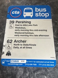 Letrero metálico City of Chicago CTA 18 x 24 parada de autobús doble cara Pershing Archer - Imagen 1 de 9