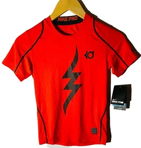 Nike Kid's KD Pro Cool Short Sleeve Shirt, Red Crimson/Black, Small - Picture 1 of 6