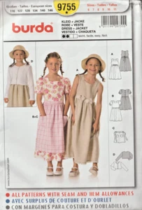 VESTIDO NIÑA 2 vistas, CHAQUETA, DELANTAL - BURDA Patrón 9755 (Talla 6 - 11) ¡Sin cortar! - Imagen 1 de 2
