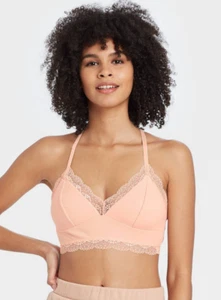 Bralette acanalado triángulo de encaje desnudo Colsie para mujer talla pequeña - Imagen 1 de 10