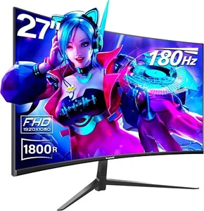 Gawfolk 27 Inch Curved Gaming Monitor 180HZ Full HD 1080P 1800R Frameless Comput - Picture 1 of 5