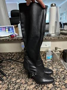 Womens Size 8.5 - Nine West Women's Jaelynn Knee High Boots Black Buckle Strap - Picture 1 of 17
