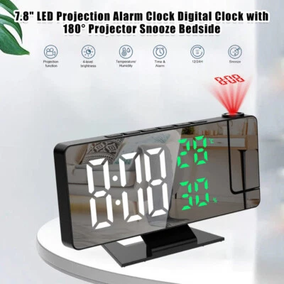 LED Wecker Mit+Projektion Digital Wecker Temperatur Dimmbar Tischuhr Alarm USB - Bild 1 von 4