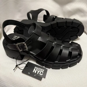 Madden NYC Black Strappy Sandals Women’s Size 8.5 Shoes Platform New - Picture 1 of 13