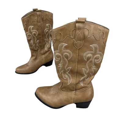 Botas de Vaquero Canyon Blues Western para Mujer 7M Cuero Sintético Tostado Bordadas Pull-On Foto 1 de 4