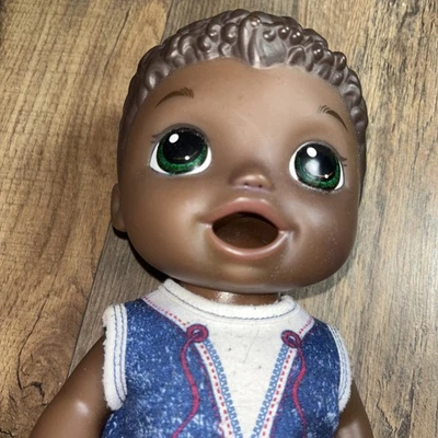 DOLL Hasbro Baby Alive Super Snack Luke African American Boy Doll Brown Eyes 12" - Image 1 of 4