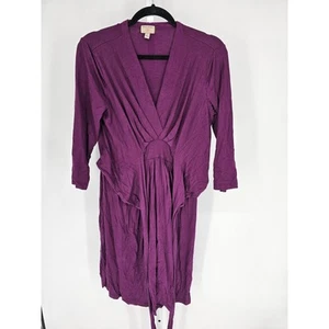 Banana Republic Womens Sz L Knee Length 3/4 Sleeve Jersey Knit Wrap Dress Purple - Picture 1 of 4