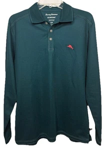 Tommy Bahama IslandZone Men's Small Long Sleeve Supima Polo Shirt Teal Green - Picture 1 of 5