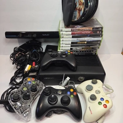 Microsoft Xbox 360 Slim S 4GB Console Bundle w/ Kinect, 4 Controllers, 18 Games - Image 1 of 4