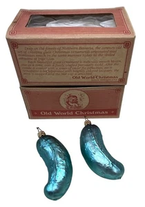 2 Old World Christmas Inge Glas Collection Glass Pickle Ornaments - Picture 1 of 9