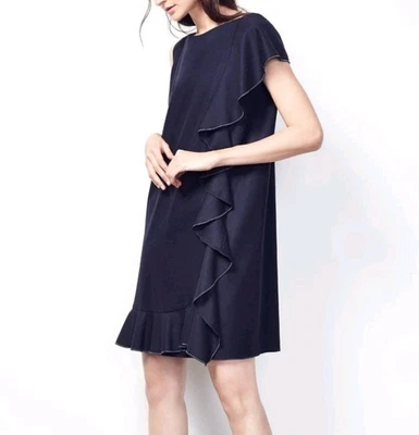 Vestido Fabiana Filippe Lana Cachemira Mollini Cuentas Volantes Gris Carbón 48 XL Foto 1 de 4