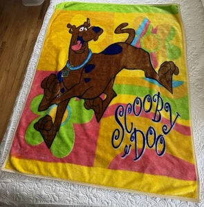 Manta polar de felpa Scooby Doo 2000 50x60 amarillo rosa verde azul de colección - Imagen 1 de 2