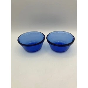 Anchor Hocking Cobalt Blue Glass Custard Cups Set Of Two 6oz Bowls - Picture 1 of 3