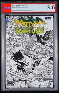 Batman TMNT #1 PSA 9.6 Midtown B&W Cliff Chiang Variant Cover 2016 Turtles - Picture 1 of 2