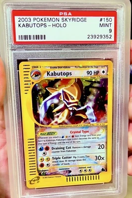 2003 POKEMON SKYRIDGE #150 CRYSTAL 💎KABUTOPS ⚔️🎋 HOLO BLEED 🩸 PSA 9 📈 - Image 1 of 4