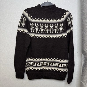Comblofla 100% Heavy Alpaca Sweater-Hand Knit in Bolivia Brown Size M - Picture 1 of 6