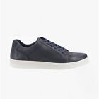 Hush Puppies MASON Mens Trainers Blue Leather Lace-Up Casual Flat Sneakers Navy