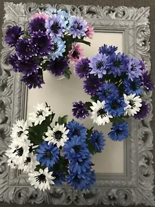 6x Cornflower Bushes Artificial Silk Plant Wild Garden Blue Flowers Bunch Craft - Picture 1 of 11