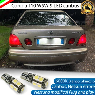 2X LED TARGA DA 9 LED T10 W5W LEXUS GS MK2 CANBUS 6000K BIANCO NO AVARIA LUCI - Immagine 1 di 4