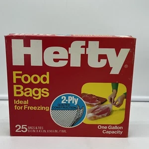 Vintage Sealed Hefty 25 Freezer Baggies Plastic Food Storage Bag 1980 - Picture 1 of 2