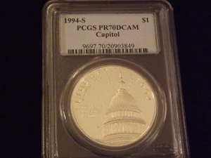 1994-S $1 CAPITOL PCGS PR 70 DCAM - Picture 1 of 2