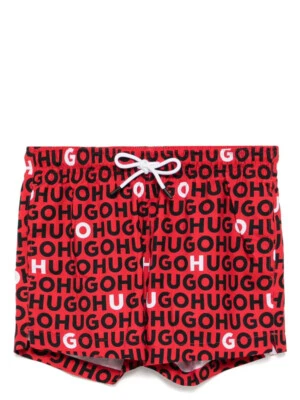 Hugo Boss Men's Tortuga All Over Logo Print Swim Trunks, Red - Image 1 of 2