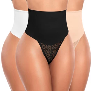 Women Minimalist Tummy Control Thong Shapewear Lace Thong Girdle Panties Shaper - Picture 1 of 27