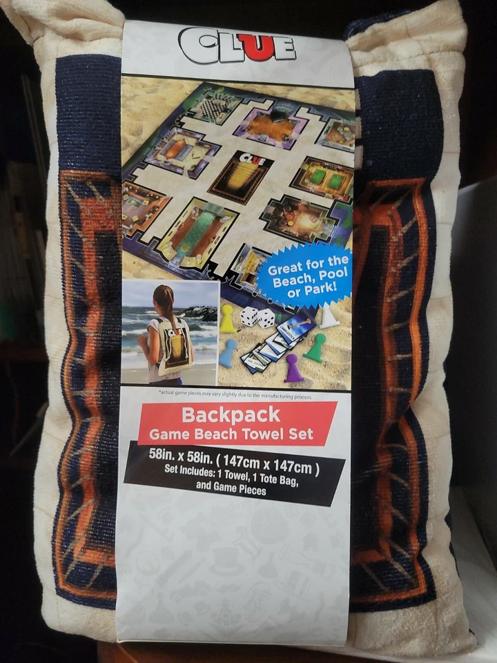 Hasbro Game Clue Backpack Beach Towel Set Tote Bag Bath Pool Park Party Kids