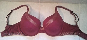 Victoria’s Secret 32DDD Plunge Burgundy w Gold Sexy Bra Lingerie - Picture 1 of 4
