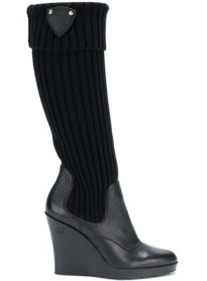 Botas de cuña con calcetín tejido de cuero con logotipo GUCCI GG. Talla 6 Foto 1 de 4