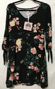 Girl's Love Shack Fancy Size 16 Black/Pink Floral Dress Tie Sleeves NWT READ - Picture 1 of 9