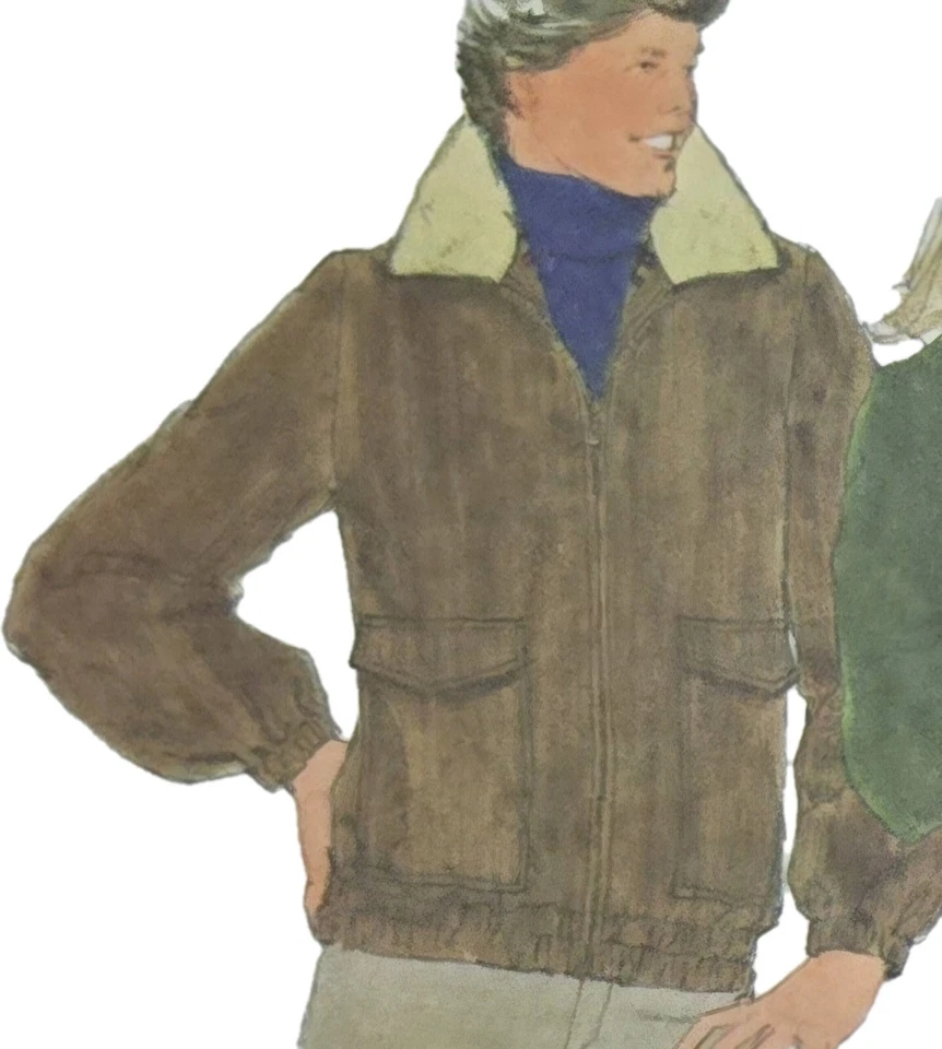 1970s Bomber Blouson Jacket Mens Pocket Hood Butterick 4386 Sewing Pattern - Image 1 of 3