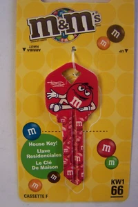 M&M Red Kwikset KW1 house key blank. - Picture 1 of 1