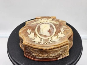 Vintage Genuine Incolay Cameo Jewelry Trinket Box Cameo Handcrafted USA - Picture 1 of 6