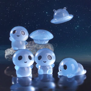 10pcs Cute Glow in Dark Space Alien Mini Figurines Decorations Accessories - Picture 1 of 11