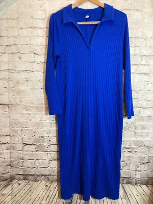 Old Navy Sweater Dress Womens XL Bright Cobalt Ribbed Popover Knit Stretch Long - Image 1 of 4