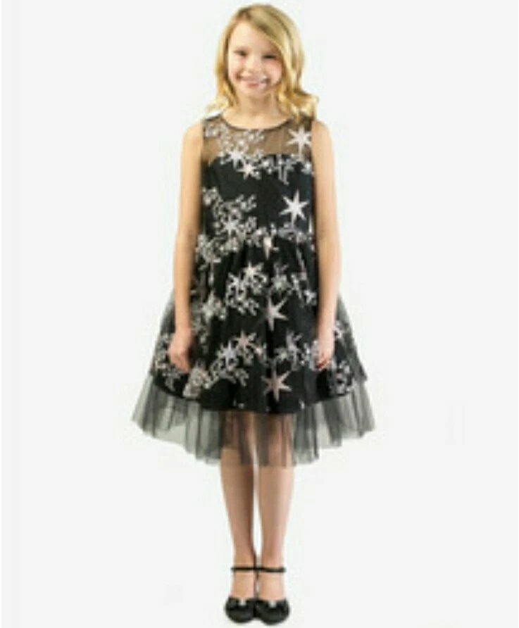 Vestido Bonnie Jean Azul Precioso Niñas Talla 3t Bordado Estrellas Blanco y Negro Nuevo con Etiquetas Foto 1 de 1