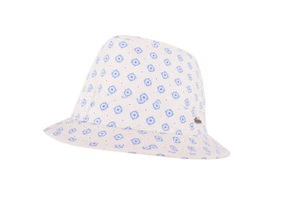 Wigens NWT Cotton Blend Trilby Hat in Tan w/ Blue Floral Size 59, 7 & 3/8ths - Picture 1 of 7