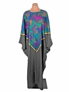 Vintage 70s Kaftan PSYCHEDELIC Robe Dress Hippie Festival Kaftan Southwestern - Picture 1 of 9