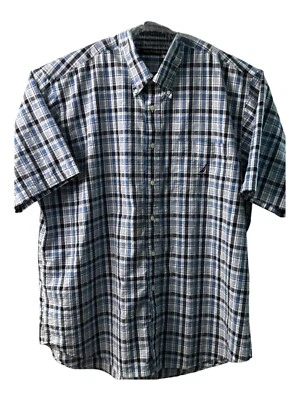 Nautica Blue Plaid Short Sleeve with Collar & Pocket Size 2XLT 100% Cotton - Image 1 of 4