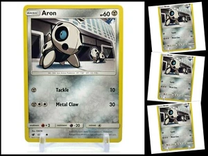Juego de 4 cartas Pokémon Sol y Luna Carmesí Invasión 65/111 Aron 4X como nuevo/CASI NUEVO JCG X4 X4 - Imagen 1 de 3