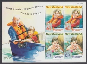 NEW ZEALAND HEALTH M/S 1998 MINT FISHING SWIMMING (ID:077/MMH203) - Picture 1 of 1