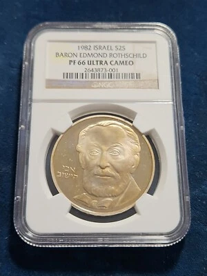 1982 ISRAEL SILVER 2 SHEQALIM BARON ROTHSCHILD NGC PF 66 ULTRA CAMEO  - Image 1 of 2