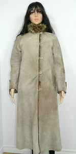 GENUINE SUEDE COAT INSIDE RACCOON FUR Vintage  Sz.S-M - Picture 1 of 5
