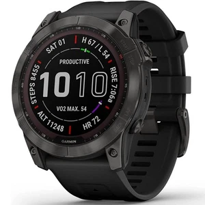 Garmin Fenix 7X Sapphire Solar Smartwatch - Carbon Gray Titanium with Black Band - Picture 1 of 12