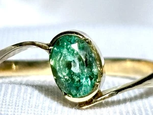 Größe 7,5 echter kolumbianischer Smaragd Ring, 14K Gold, 0,6 Karat Muzo Smaragde, - Bild 1 von 9