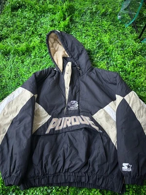 VTG STARTER Purdue Boilermakers HALF ZIPP PULLOVER JACKET MENS Sz Xl " Rd Descr" - Image 1 of 4