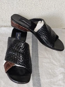 EUC  MEZLAN "MARNI" Genuine Crocodile Black/Brown Sandals  6.5 M  Made in Spain - Picture 1 of 14